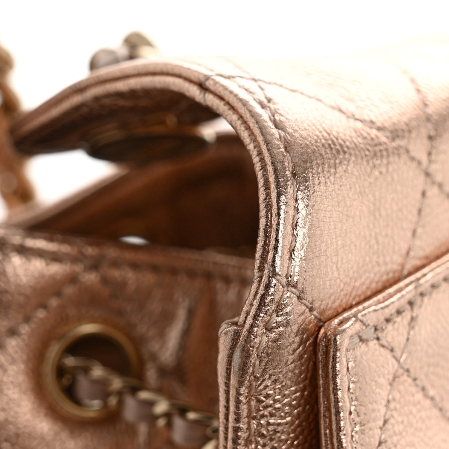 Metallic Caviar Quilted Small Chanel 25 Handbag Copper