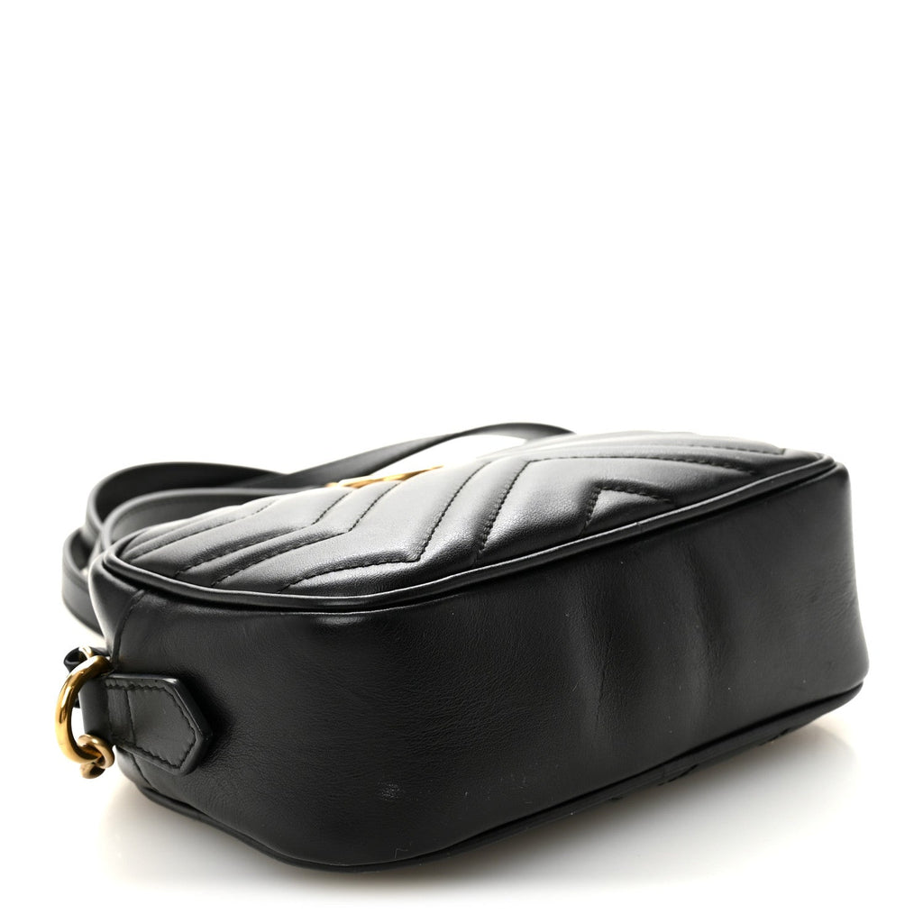 Calfskin Matelasse Mini GG Marmont Chain Shoulder Bag Black