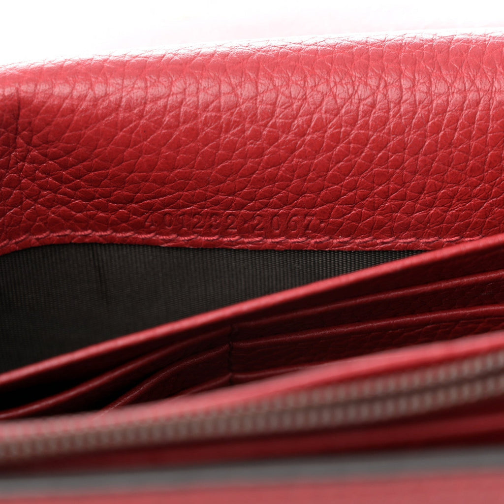 Calfskin GG Marmont Chain Wallet Vulcanic Red