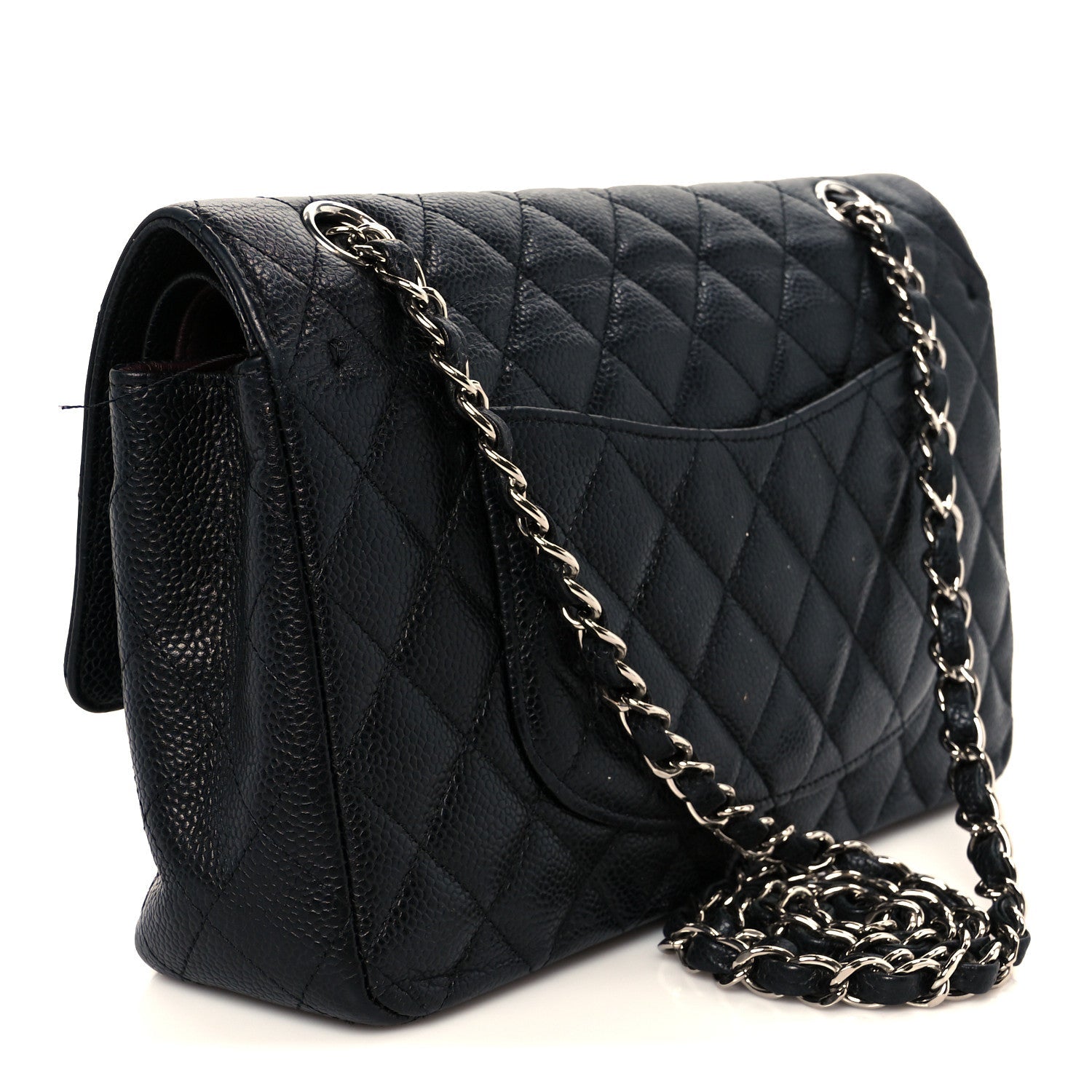 Caviar Quilted Medium Double Flap Black