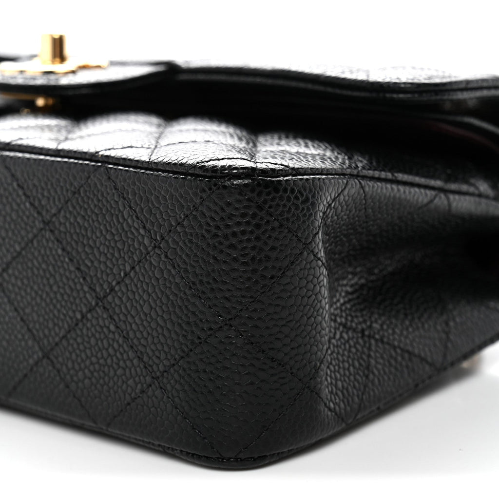 Caviar Quilted Small Double Flap Black