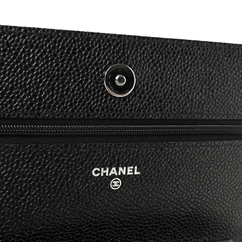 Caviar Quilted Wallet on Chain WOC Black