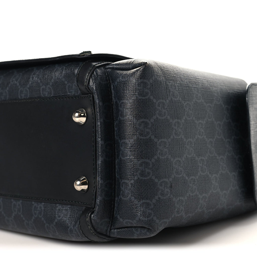 GG Supreme Monogram Web Messenger Diaper Bag Black Grey