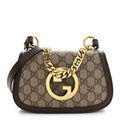 GG Supreme Monogram Textured Dollar Calfskin Mini Blondie Chain Shoulder Flap Bag Beige Ebony New Acero