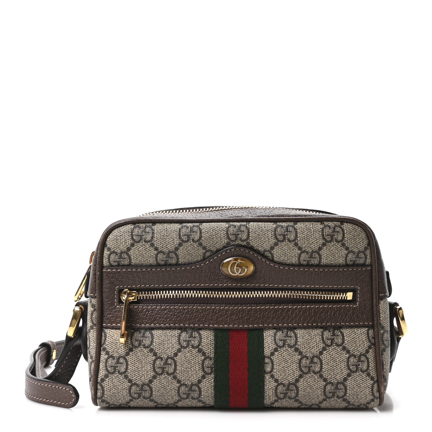 GG Supreme Monogram Web Mini Ophidia Shoulder Bag Brown