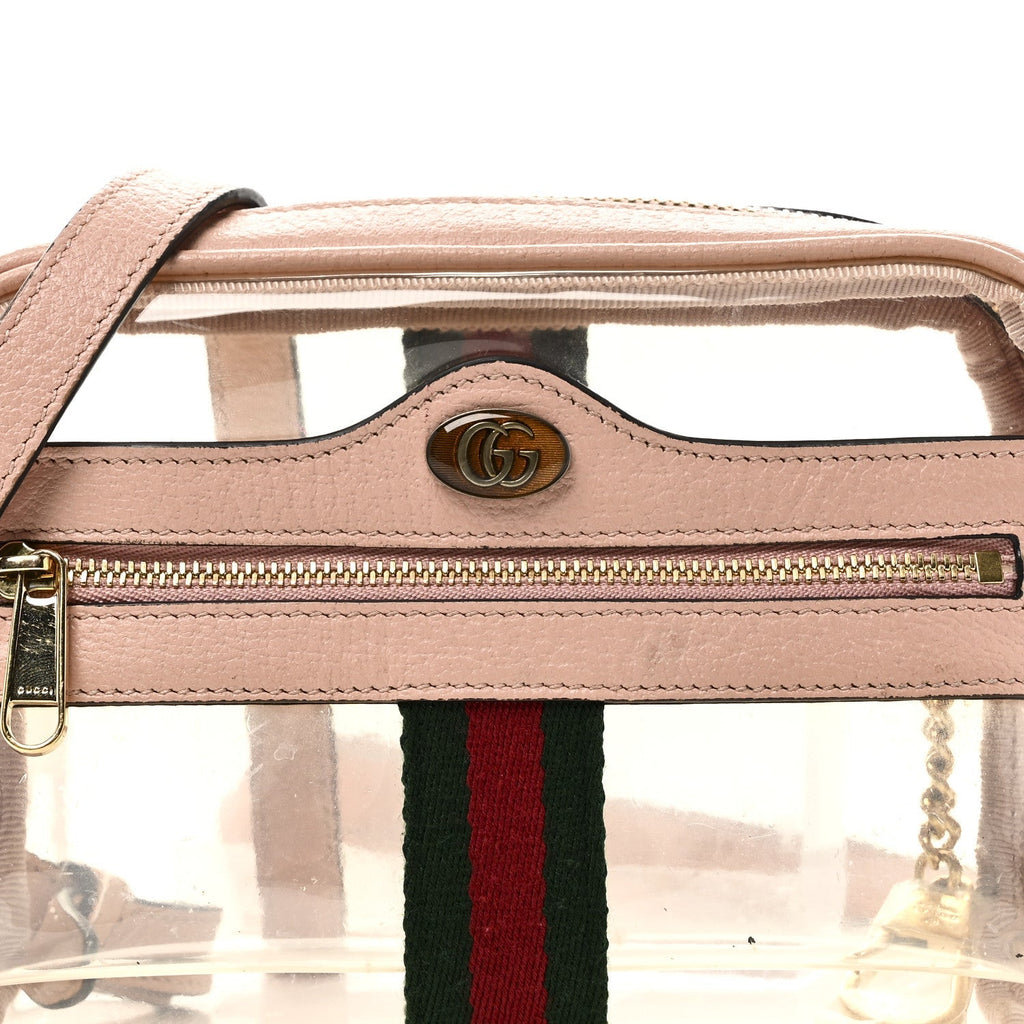 Vinyl Web Mini Ophidia Transparent Shoulder Bag Perfect Pink