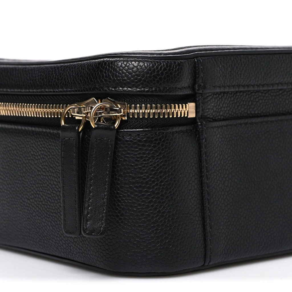 Caviar Quilted Large CC Filigree Vanity Case Black