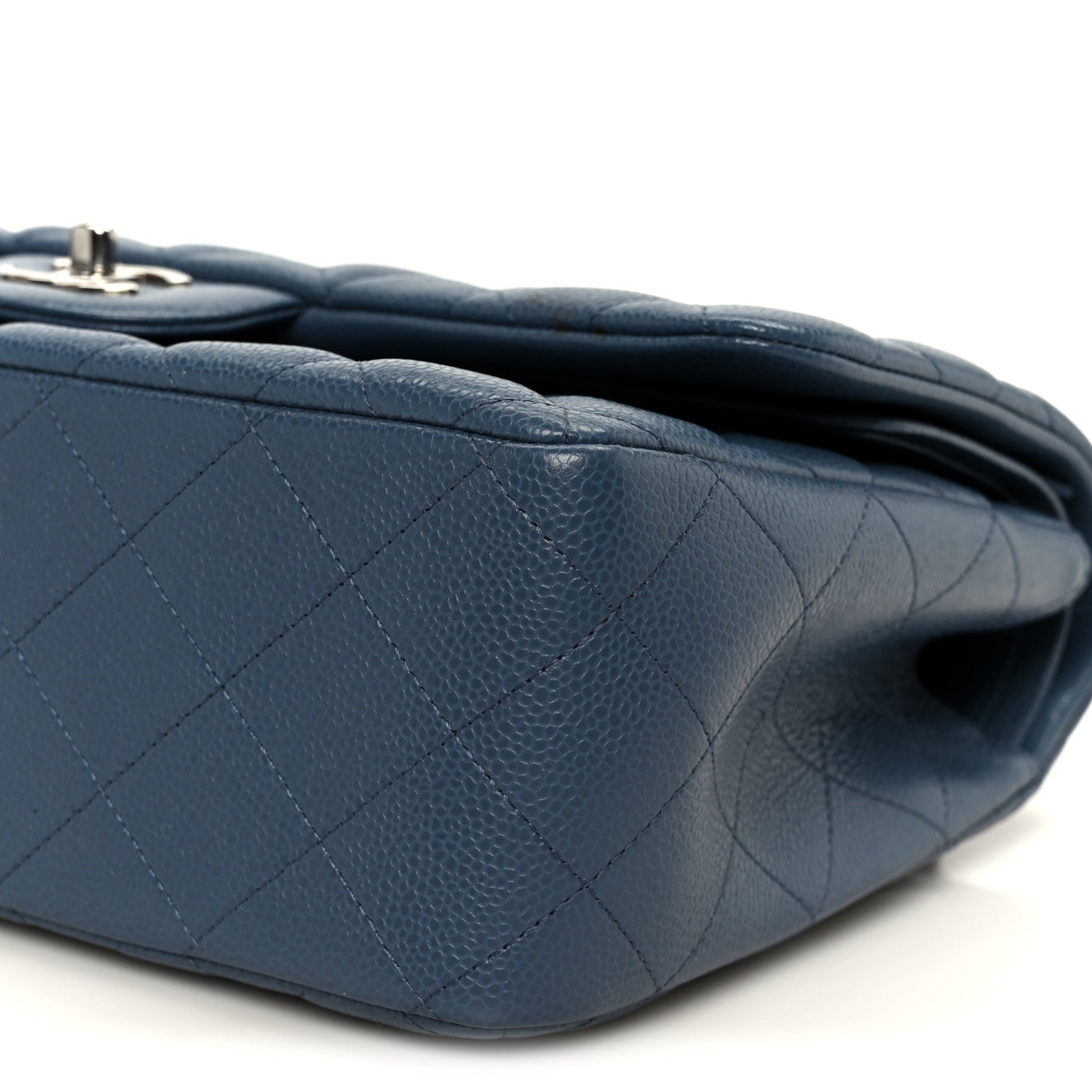 Caviar Quilted Jumbo Double Flap Blue