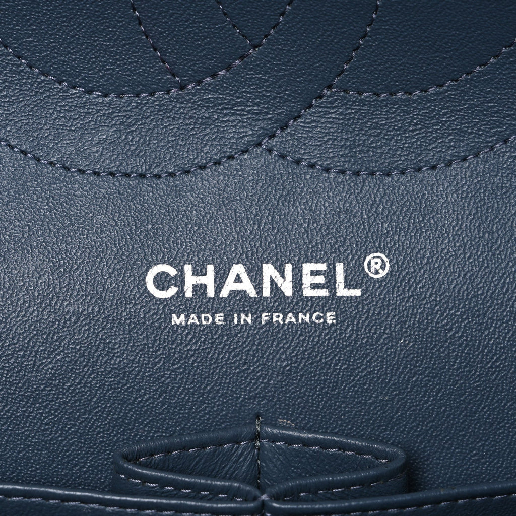 Caviar Quilted Jumbo Double Flap Dark Grey