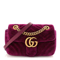 Velvet Matelasse Mini GG Marmont Shoulder Bag Fuchsia Violet Cyclamen