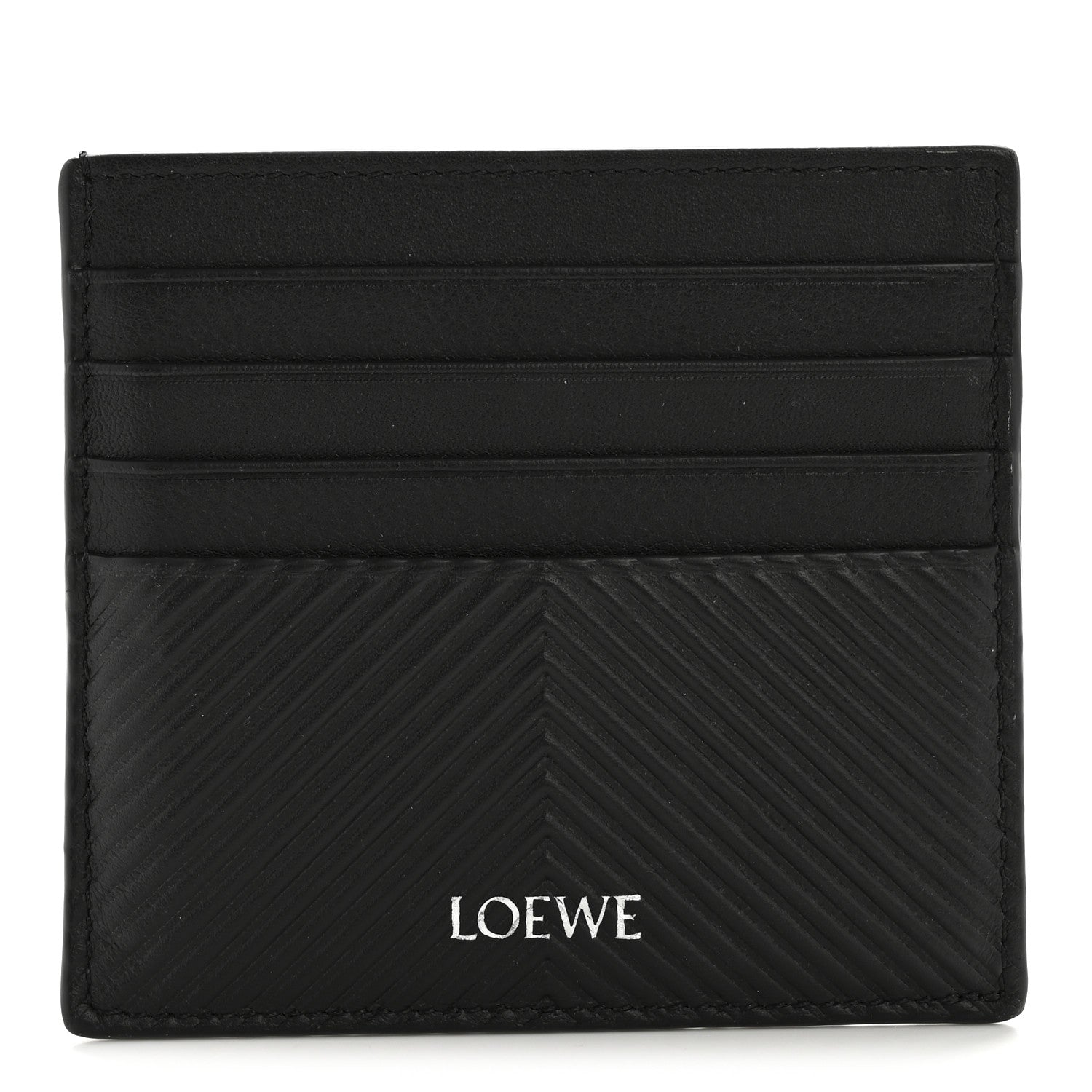 Textured Calfskin Plain Cardholder Black