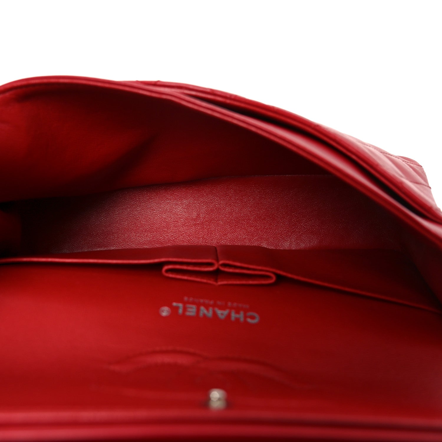 Lambskin Quilted Medium Double Flap Red