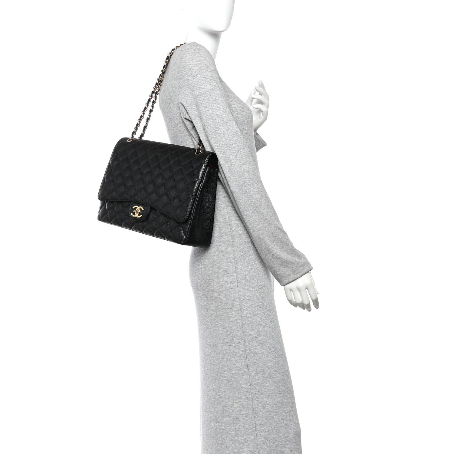 Caviar Quilted Maxi Double Flap Black