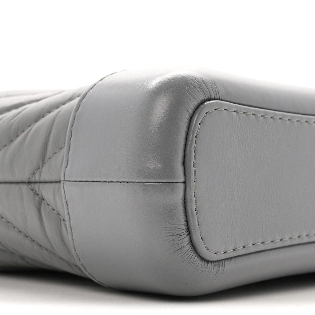 Aged Calfskin Chevron Quilted Small Gabrielle Hobo Grey
