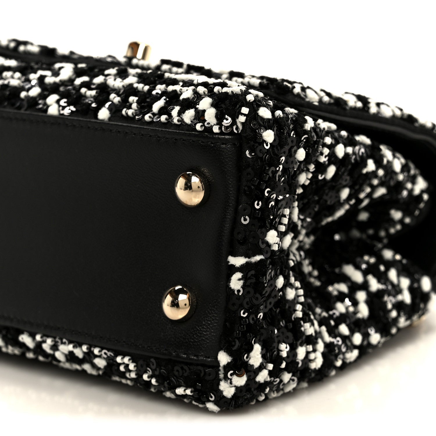 Lambskin Sequin Beaded Extra Mini Coco Handle Flap Black White