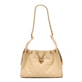 Caviar Quilted Small Chanel 25 Handbag Light Beige