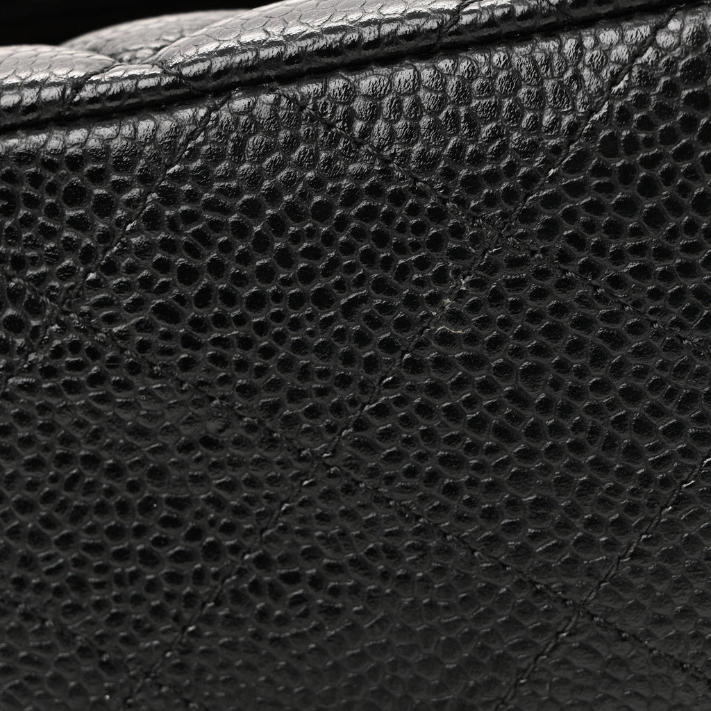 Caviar Quilted Medium Double Flap Black