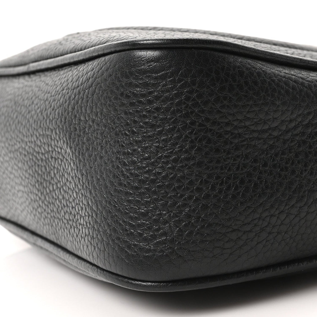 Pebbled Calfskin Small Soho Disco Bag Black