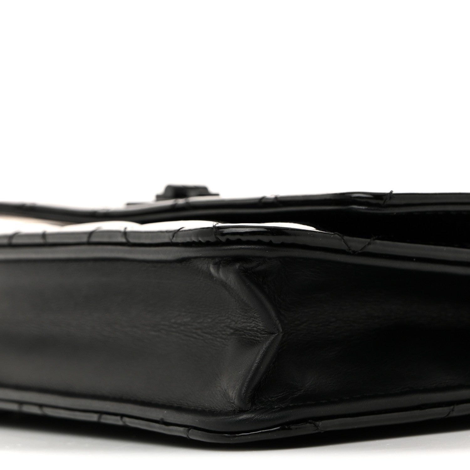 Patent Calfskin Quilted Reissue Wallet On Chain WOC So Black