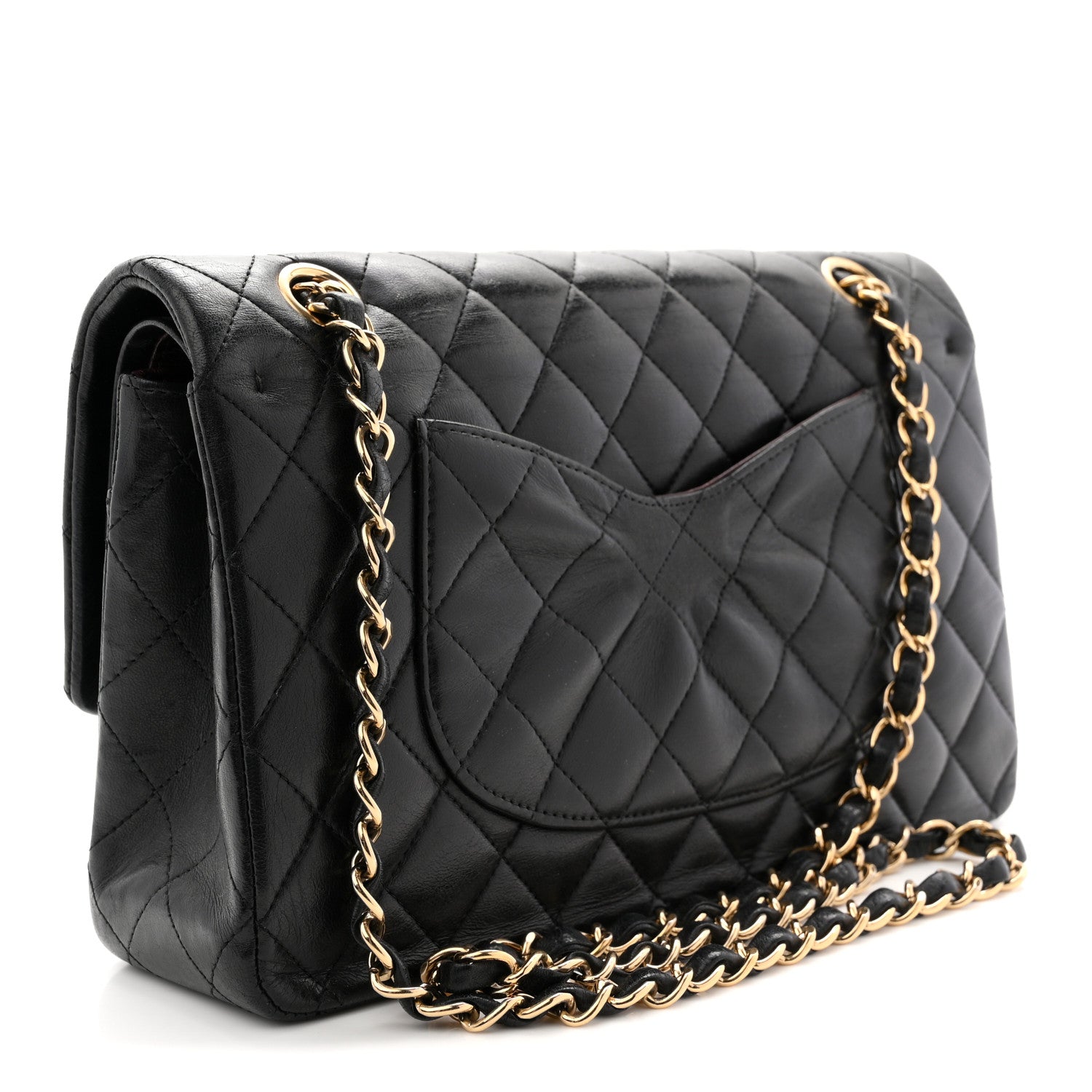 Lambskin Quilted Medium Double Flap Black