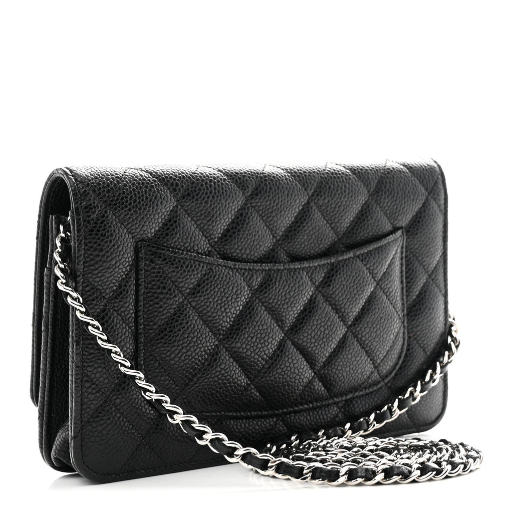 Caviar Quilted Wallet on Chain WOC Black