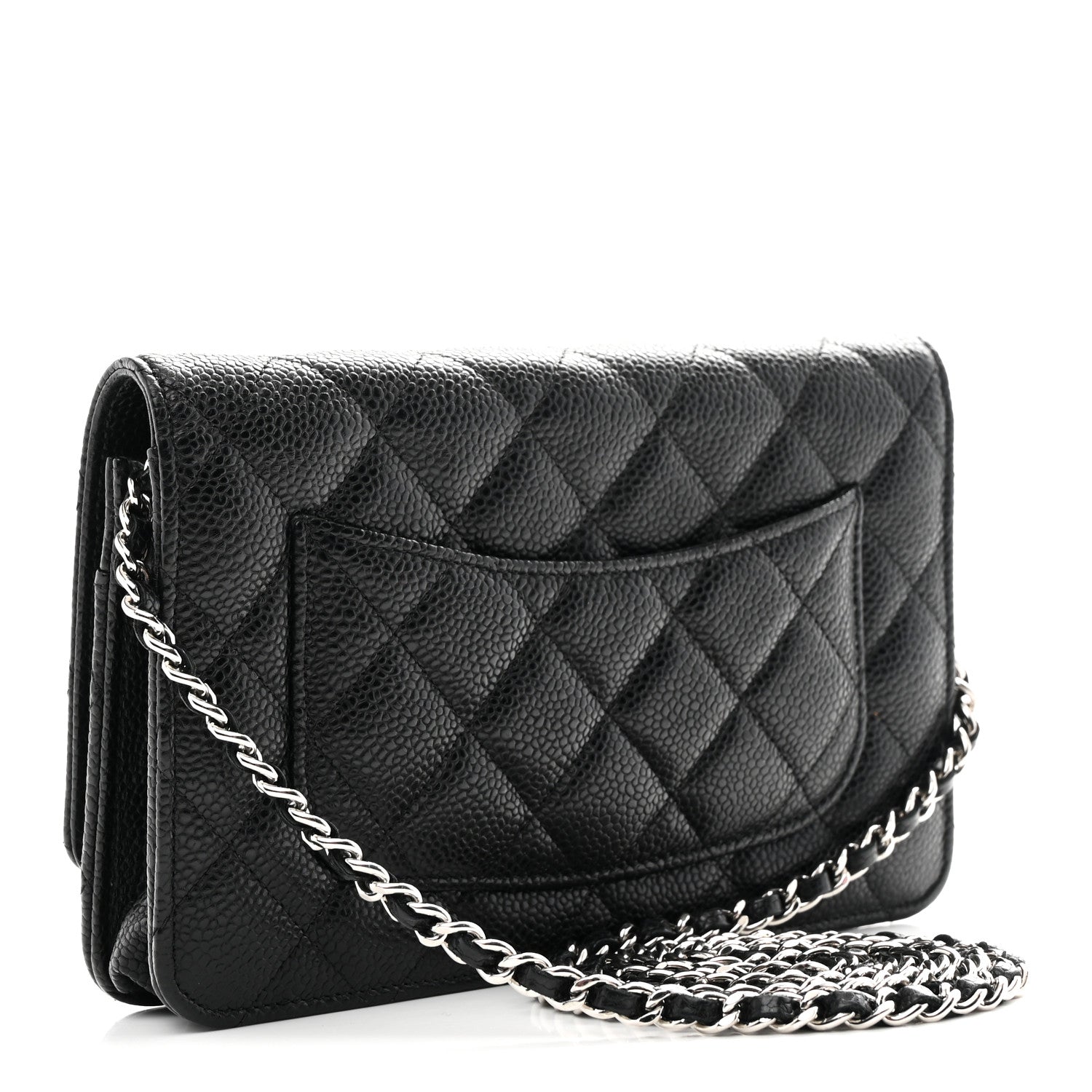 Caviar Quilted Wallet on Chain WOC Black