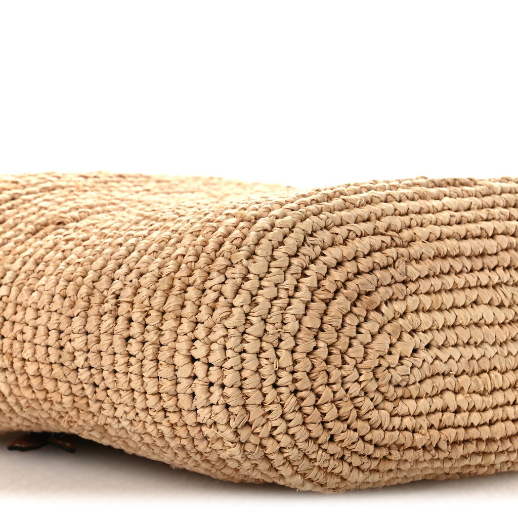 Calfskin Raffia Anagram Paulas Ibiza Pochette Bag Natural Tan