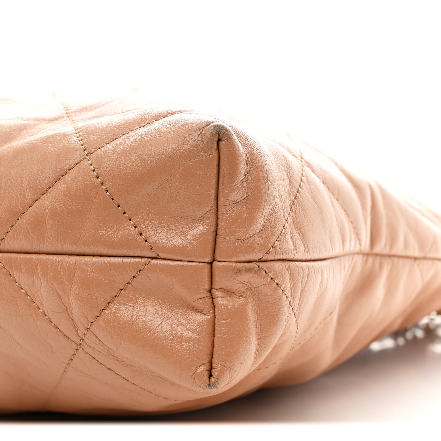 Shiny Calfskin Quilted Small Chanel 22 Beige
