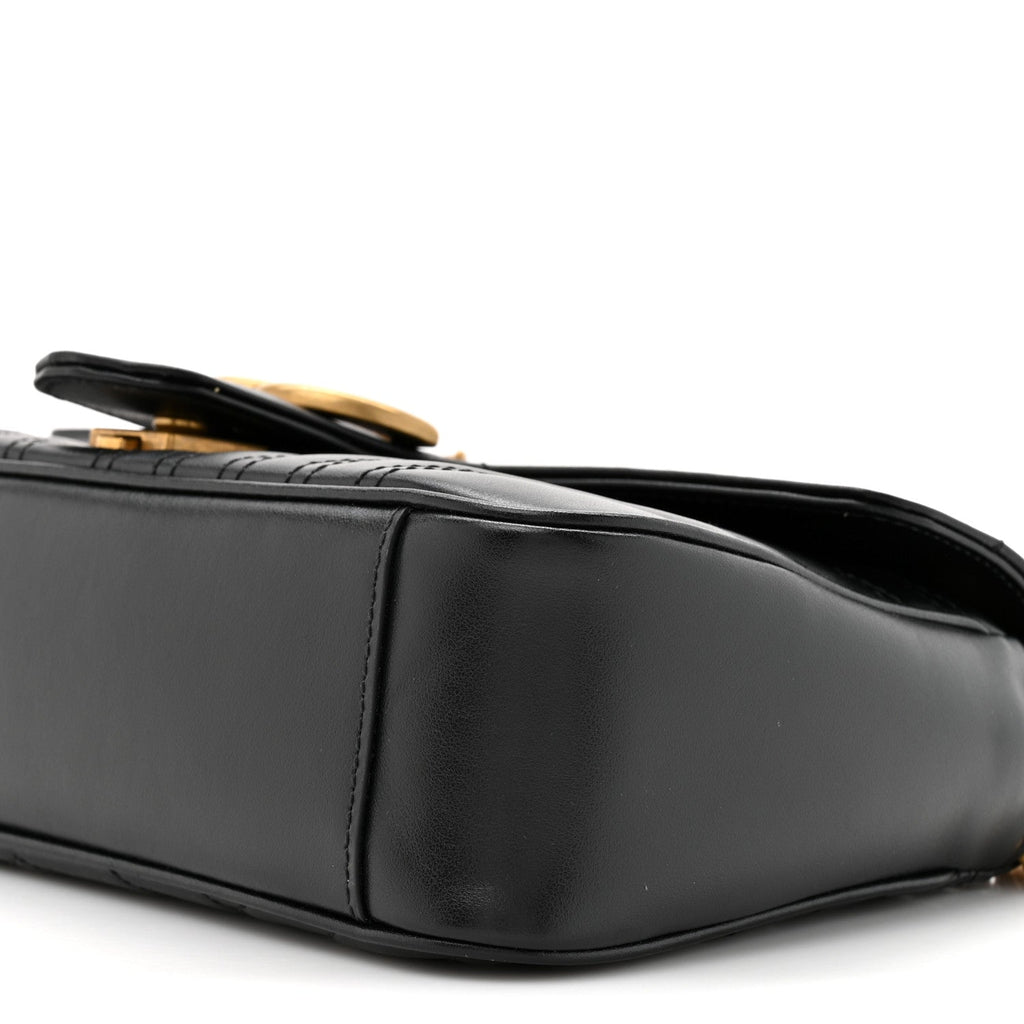 Calfskin Matelasse Small GG Marmont Shoulder Bag Black