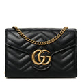 Calfskin Matelasse GG Marmont Chain Wallet Black