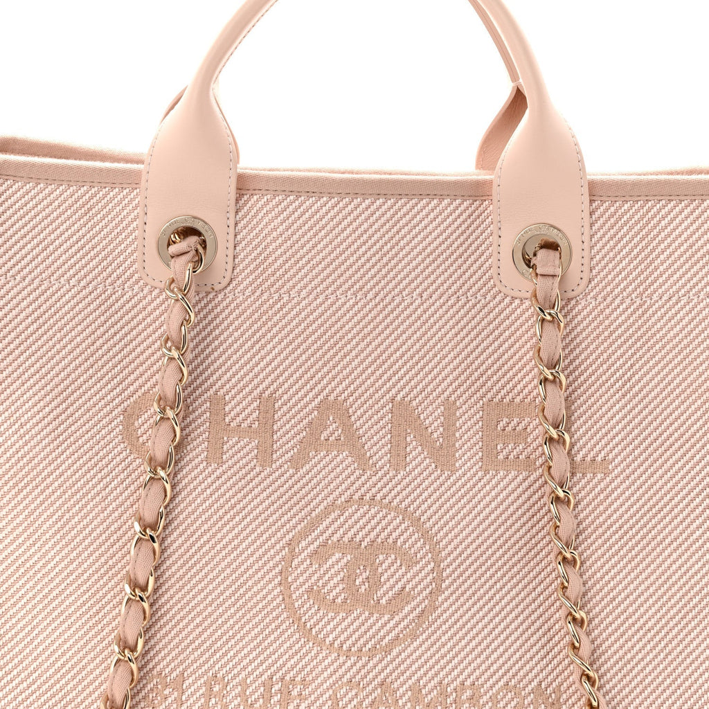 Mixed Fibers Calfskin Medium Deauville Tote Beige