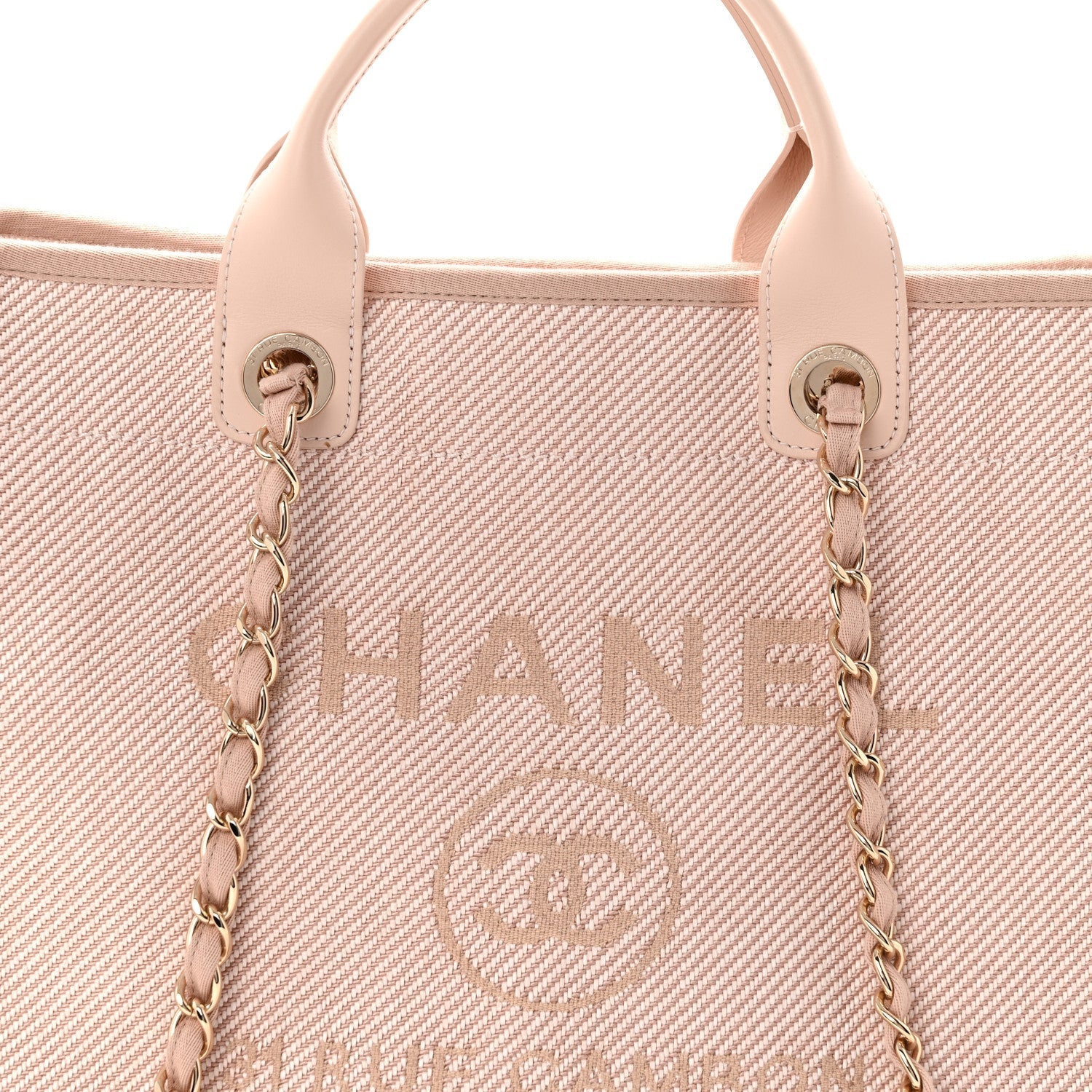 Mixed Fibers Calfskin Medium Deauville Tote Beige