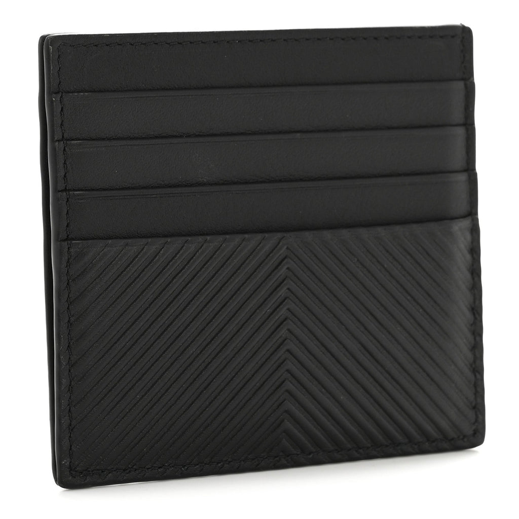 Textured Calfskin Plain Cardholder Black