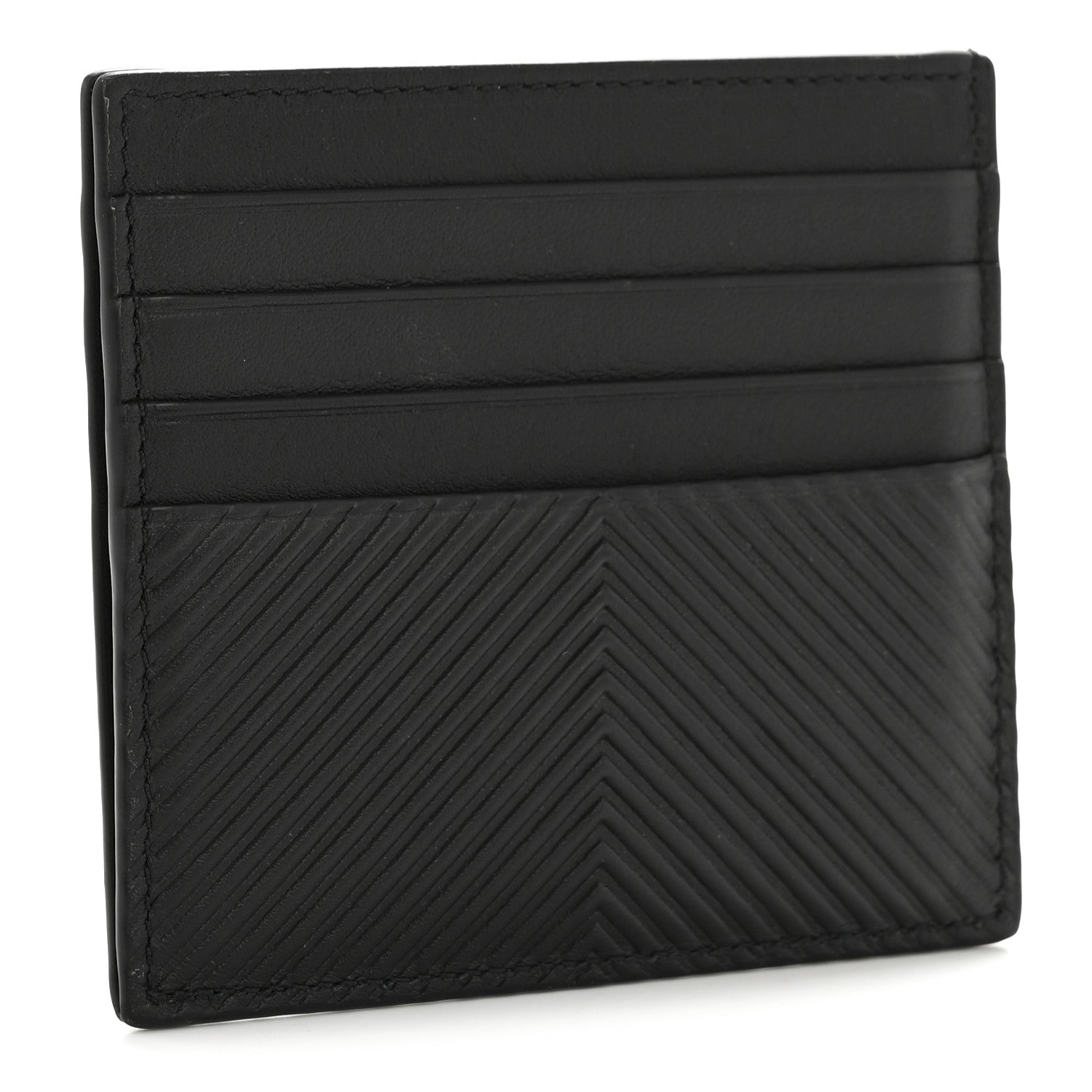Textured Calfskin Plain Cardholder Black