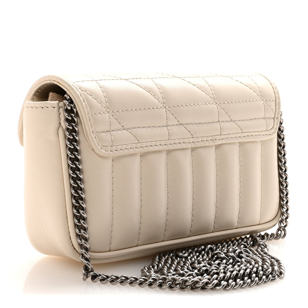 Calfskin Matelasse Aria Super Mini GG Marmont Shoulder Bag Mystic White