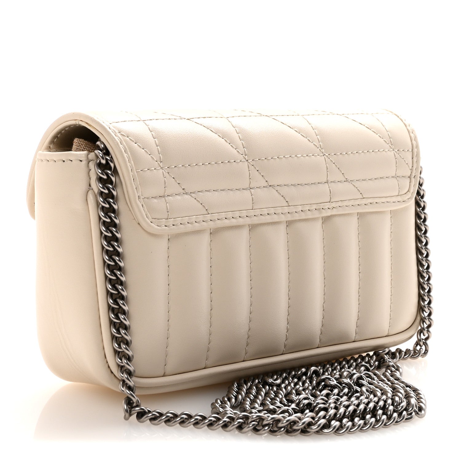 Calfskin Matelasse Aria Super Mini GG Marmont Shoulder Bag Mystic White