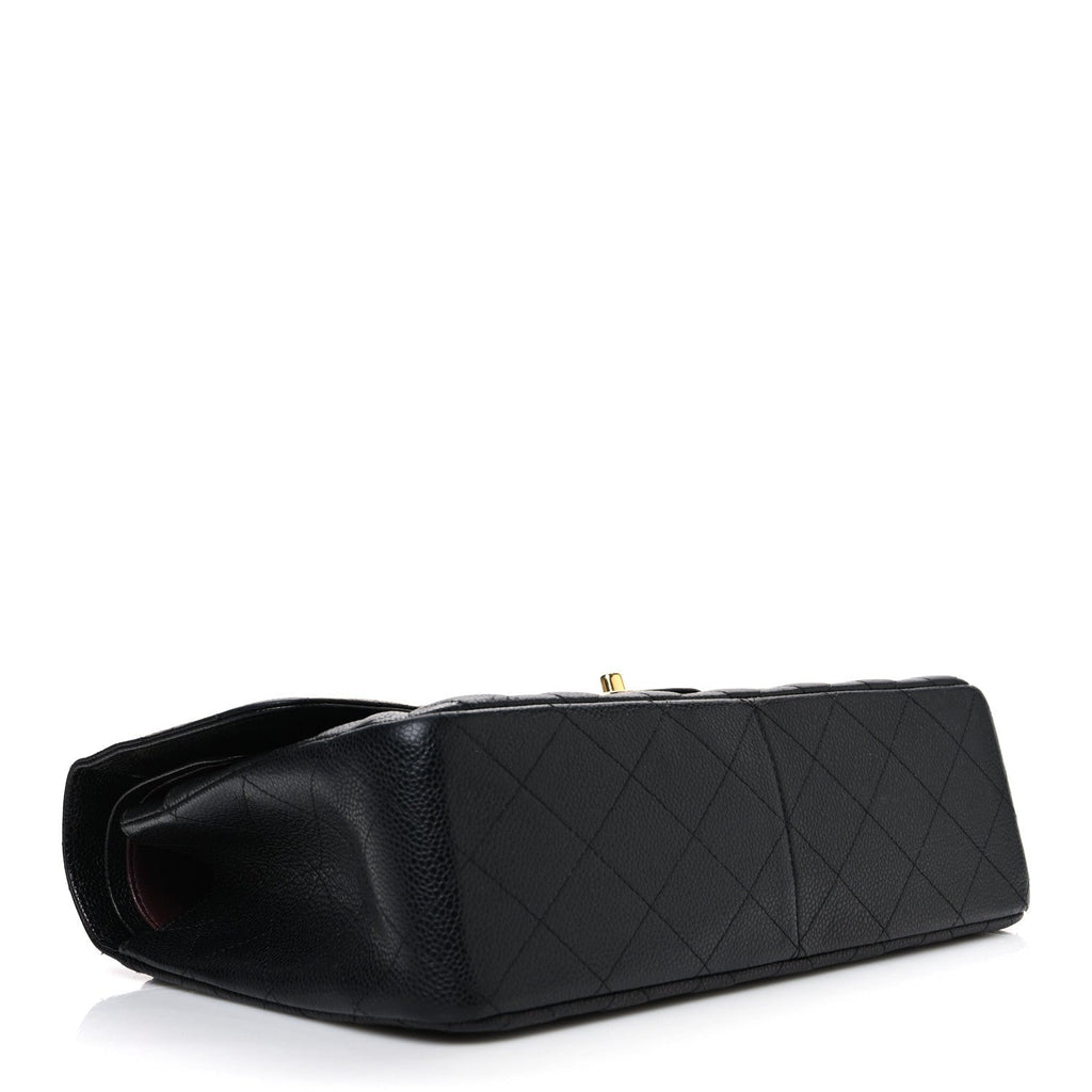 Caviar Quilted Jumbo Double Flap Black