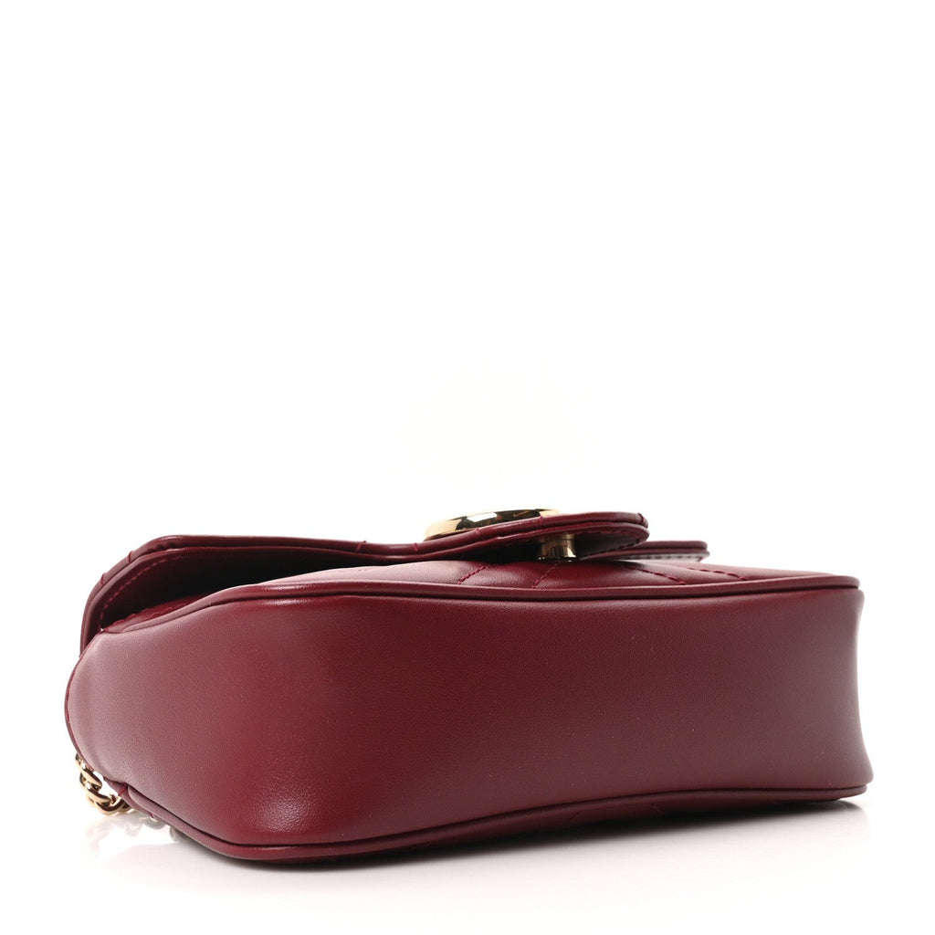 Calfskin Matelasse Super Mini GG Marmont Shoulder Bag Rosso Ancora