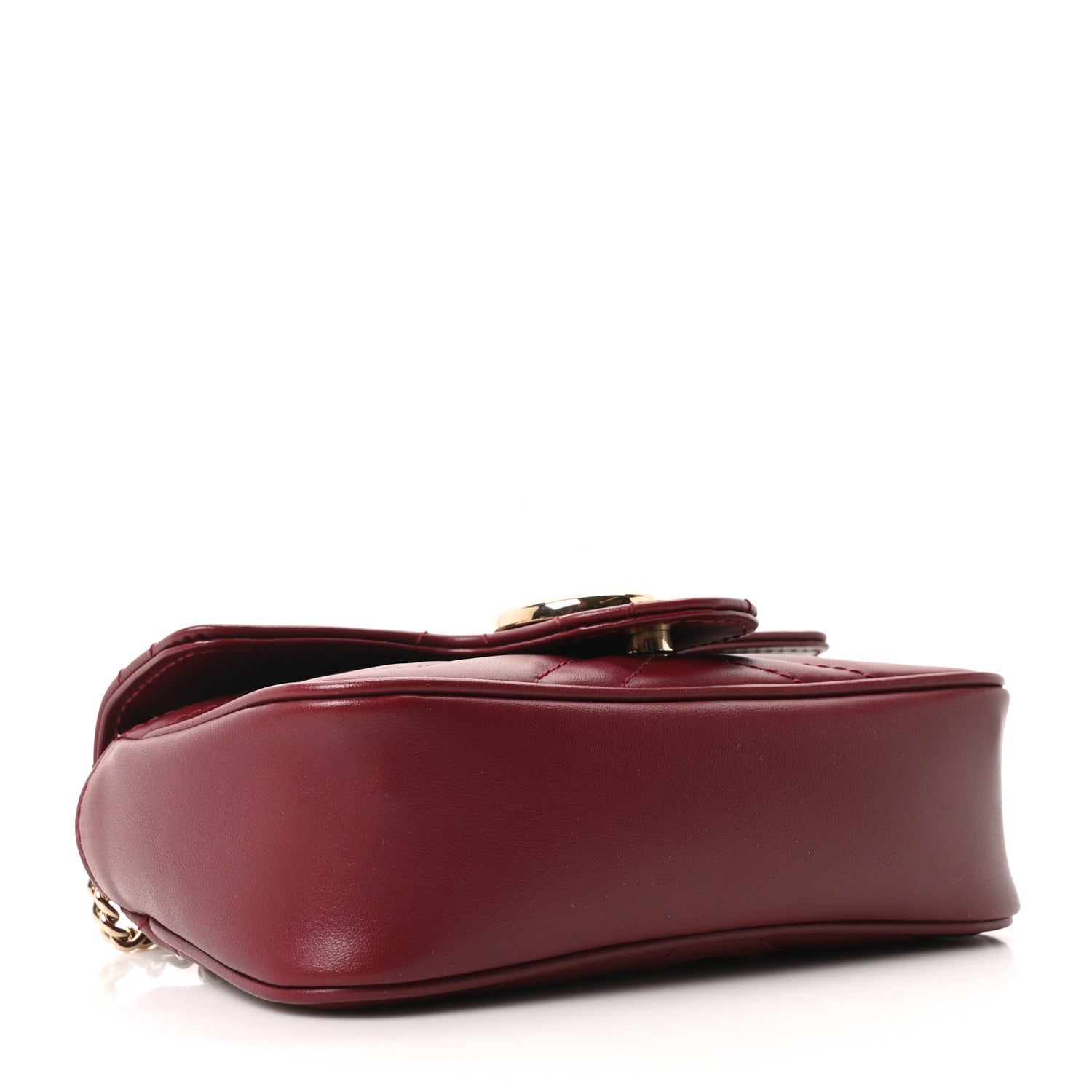 Calfskin Matelasse Super Mini GG Marmont Shoulder Bag Rosso Ancora