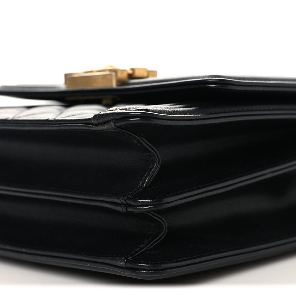 Calfskin Quilted North South Boy Flap Black