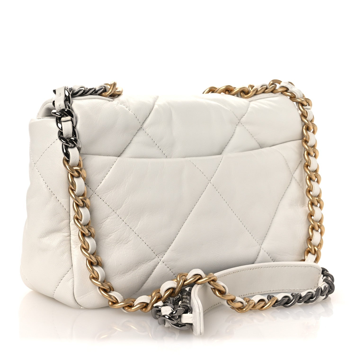 Goatskin Quilted Medium Chanel 19 Flap White