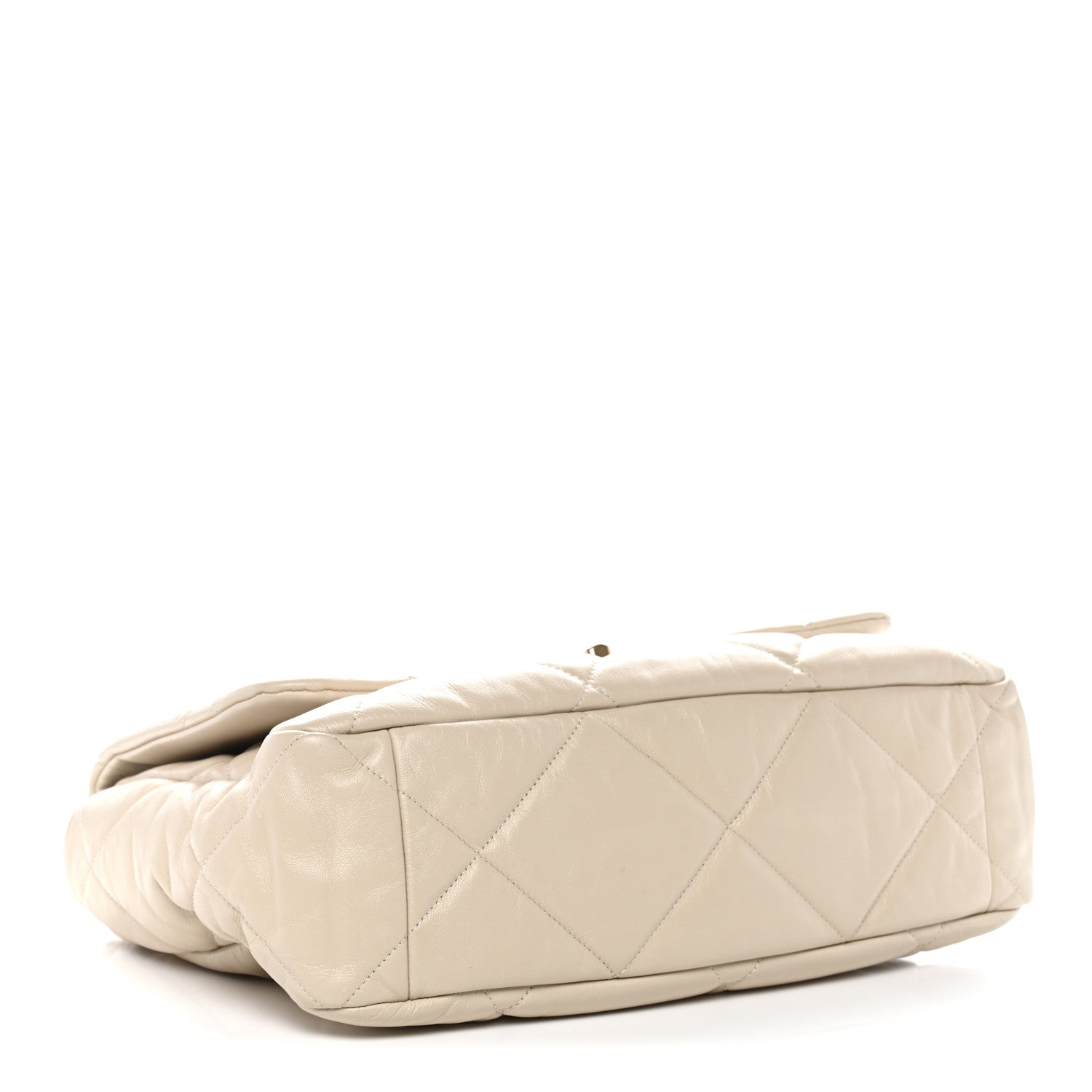 Goatskin Quilted Maxi Chanel 19 Flap Beige