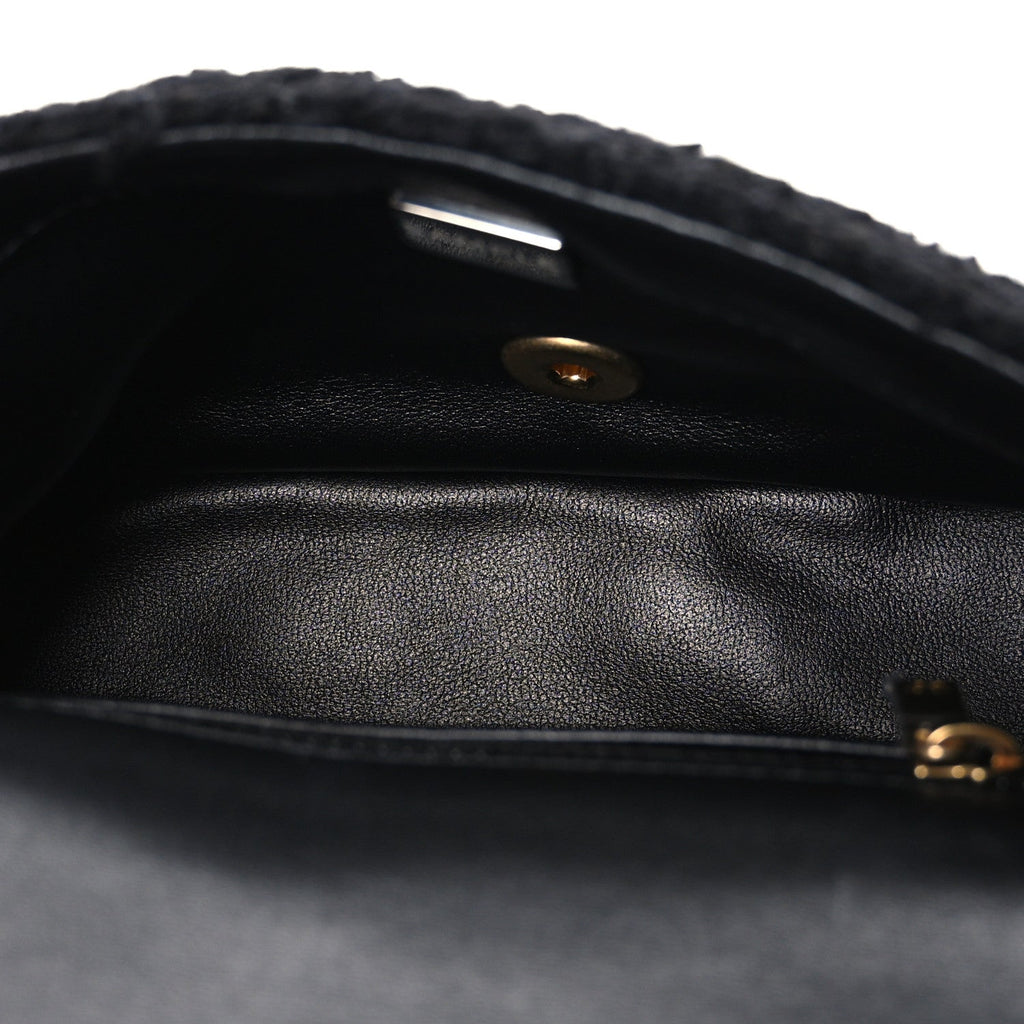 Tweed Quilted Mini Square Flap Black
