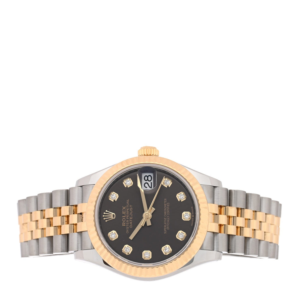 Stainless Steel 18K Yellow Gold Diamond 31mm Oyster Perpetual Datejust Watch Dark Grey 278273