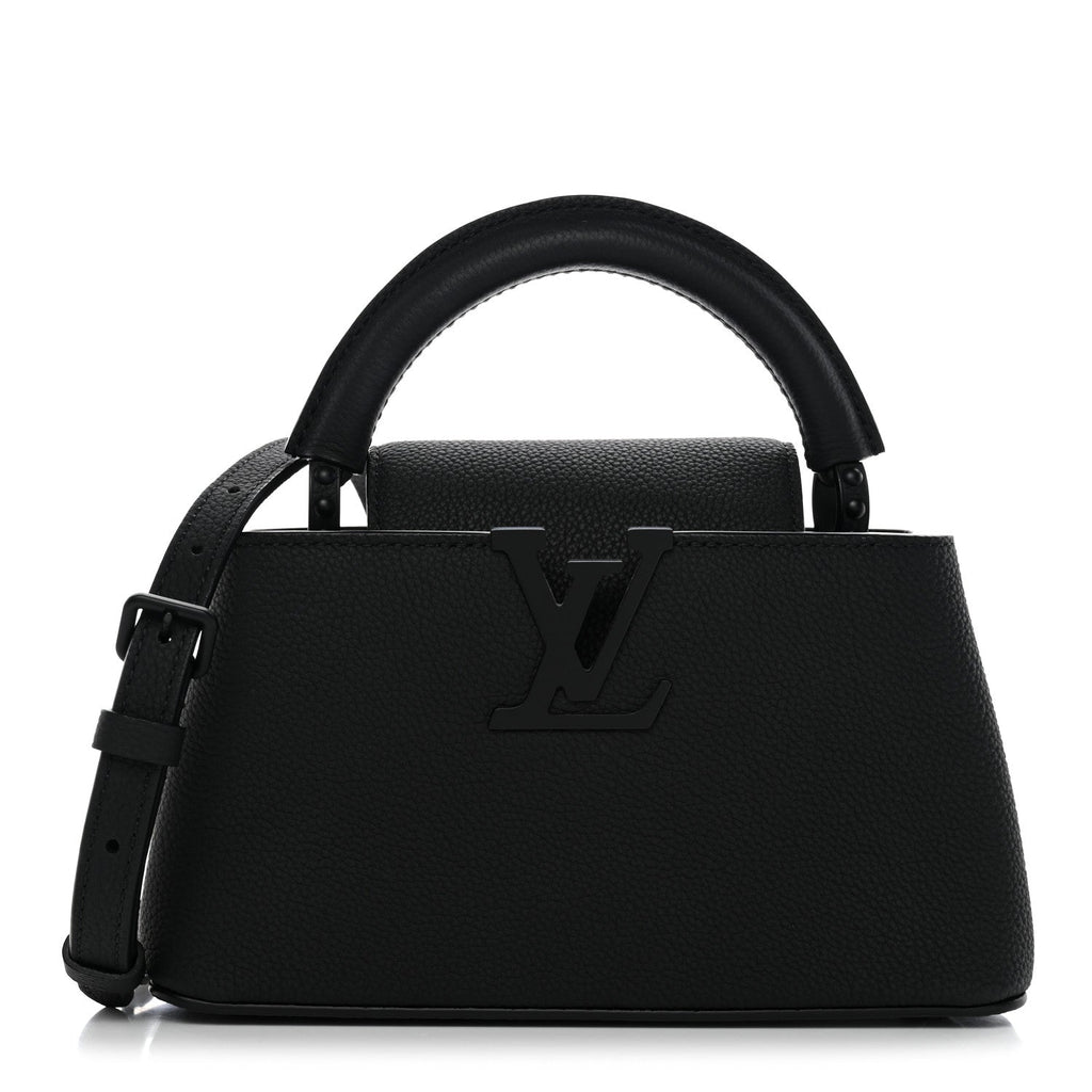 Matte Taurillon Capucines East West Mini All Black