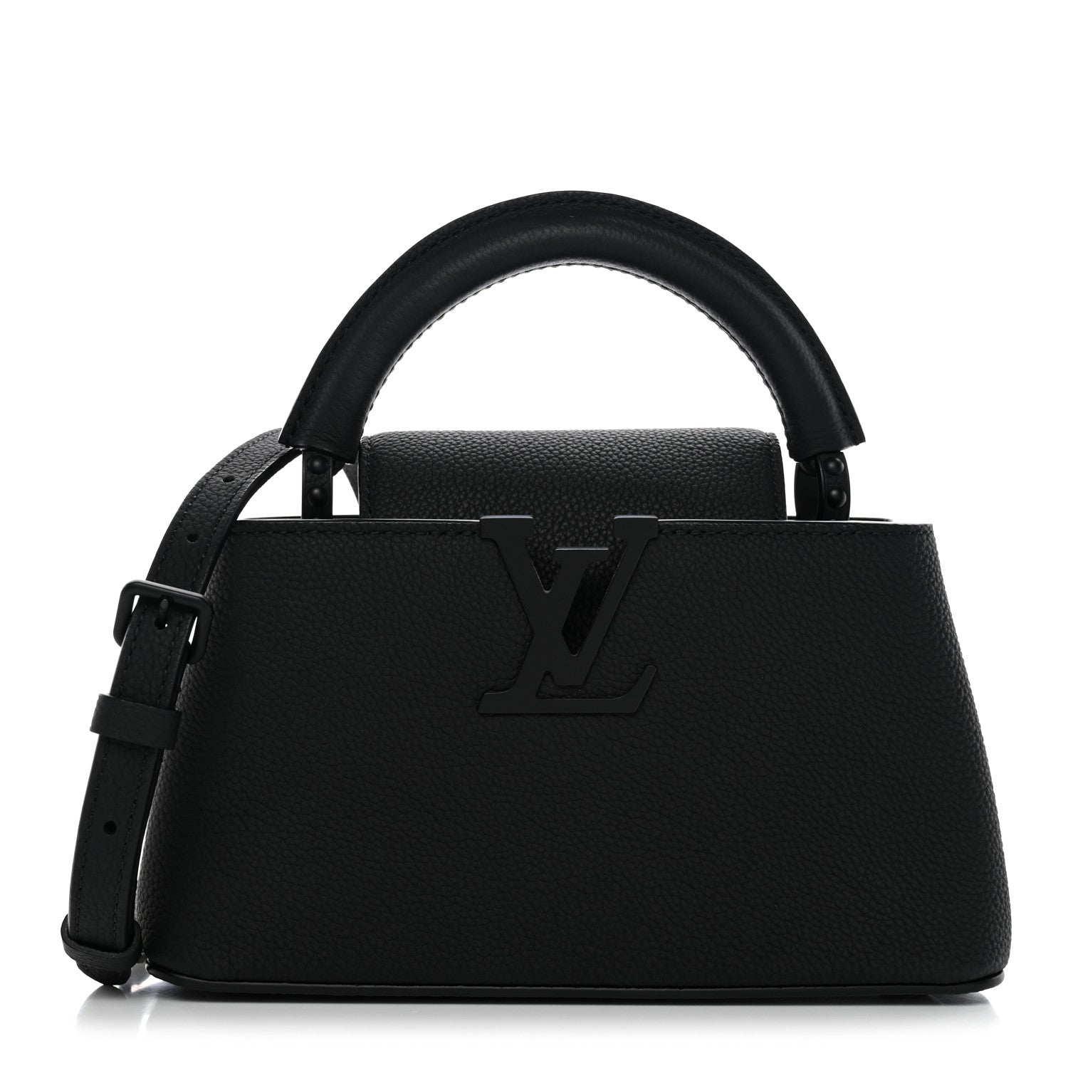 Matte Taurillon Capucines East West Mini All Black