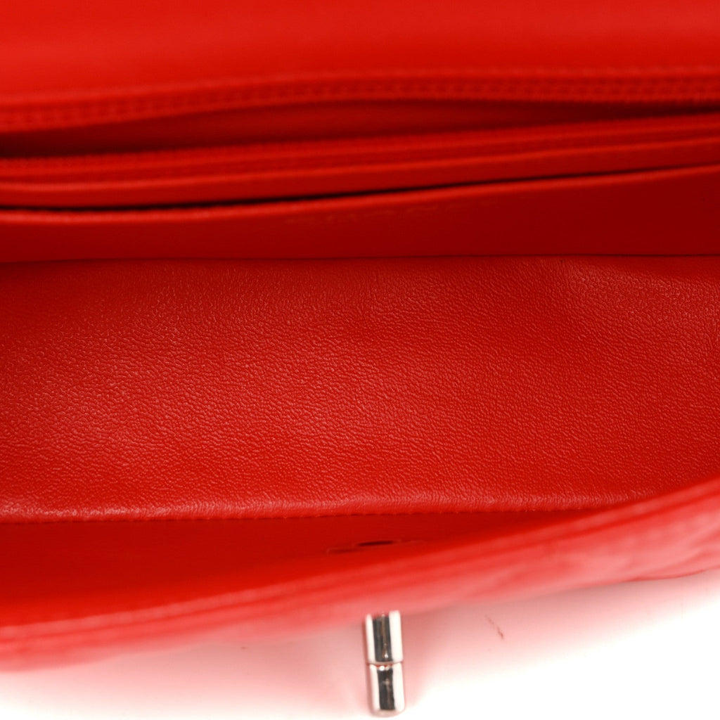 Lambskin Quilted Mini Rectangular Flap Red