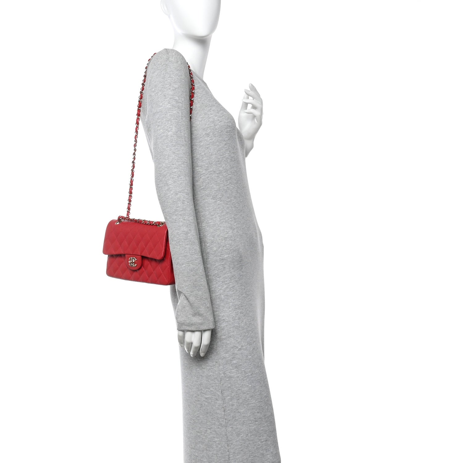 Caviar Quilted Small Double Flap Red
