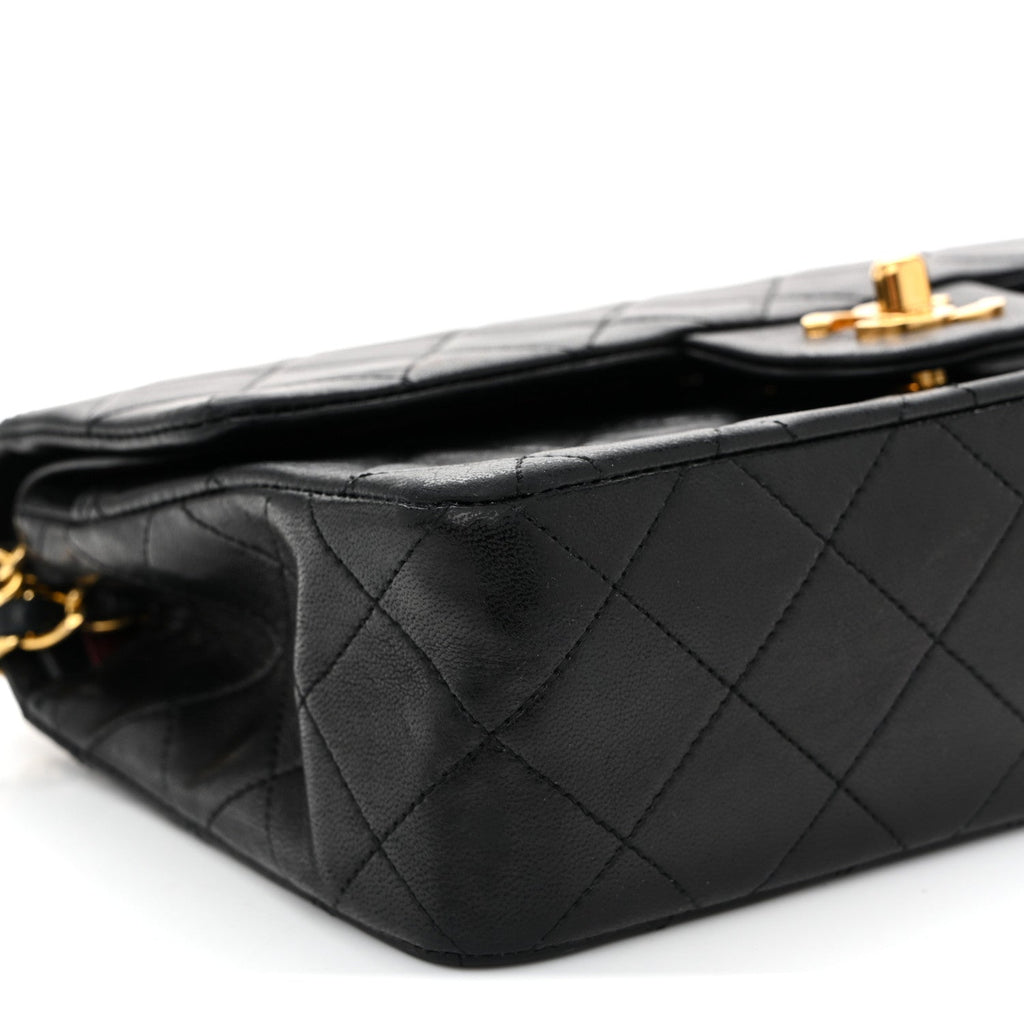 Lambskin Quilted Small Double Flap Black