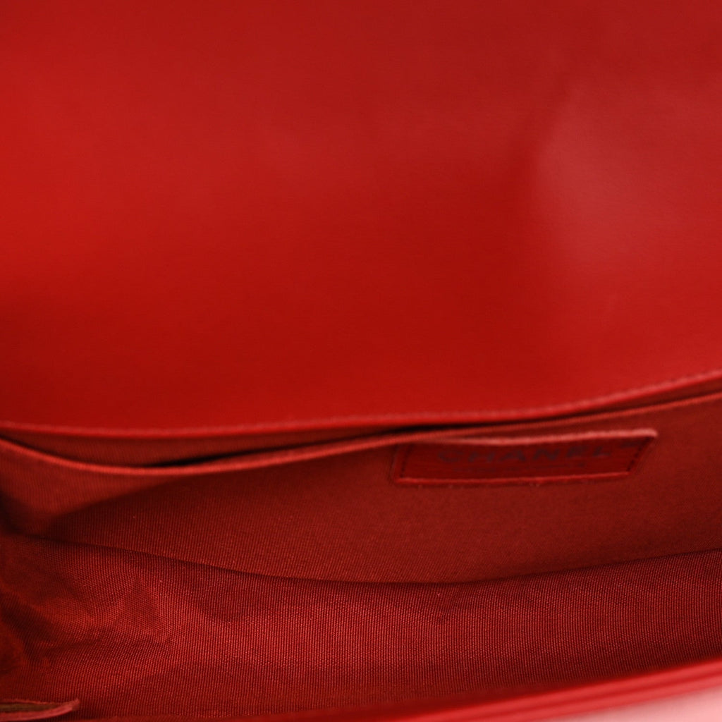 Calfskin Quilted Medium Boy Flap Red